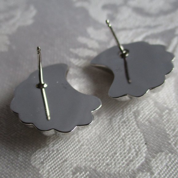 AUTHENTIC GENUINE STERLING SILVER SEA-SHELL PIECERED EARRINGS – NWOT - VINTAGE - Picture 8 of 16